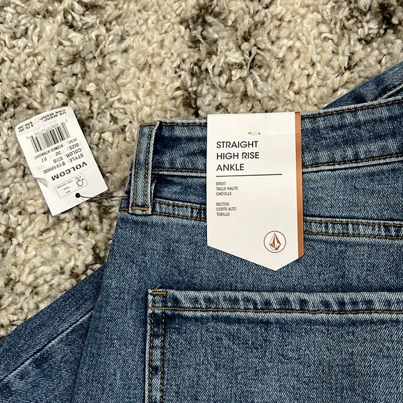 Volcom Jeans Denim Straight Leg Blue Pants High Rise - Picture 9 of 10